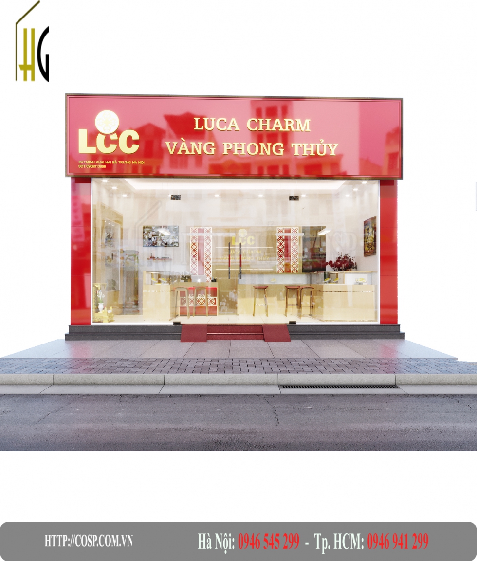 Thiết kế mặt tiền tiệm vàng luca charm